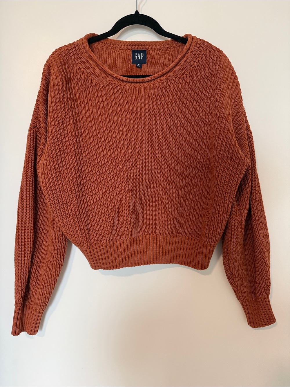 GAP Women's Rust Orange Ribbed Crew Sweater
